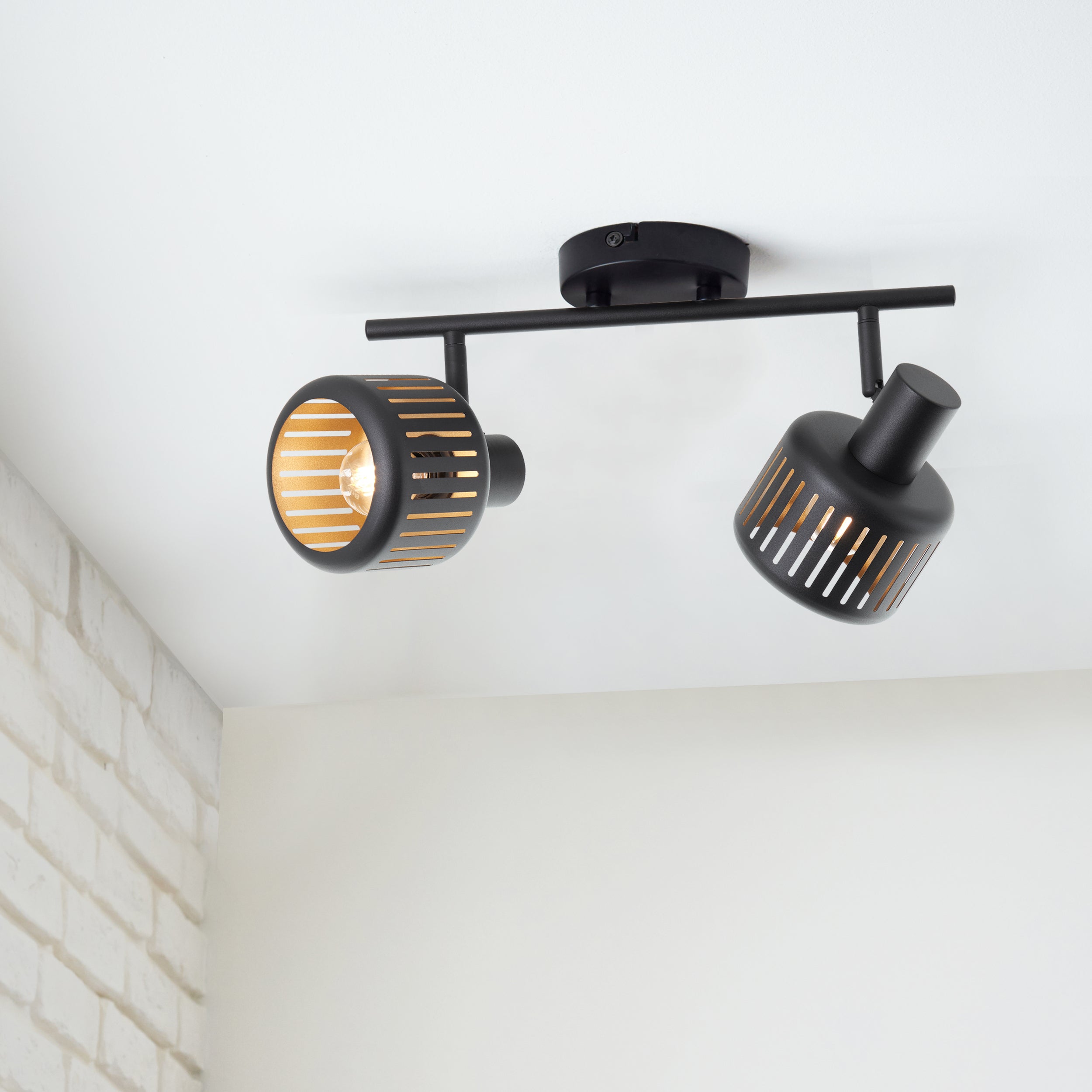 Lampa Brilliant Tyas spot tube 2 żarówki czarne złoto aluminium/czarny plastik 2x D45, E14, 28 W - 6