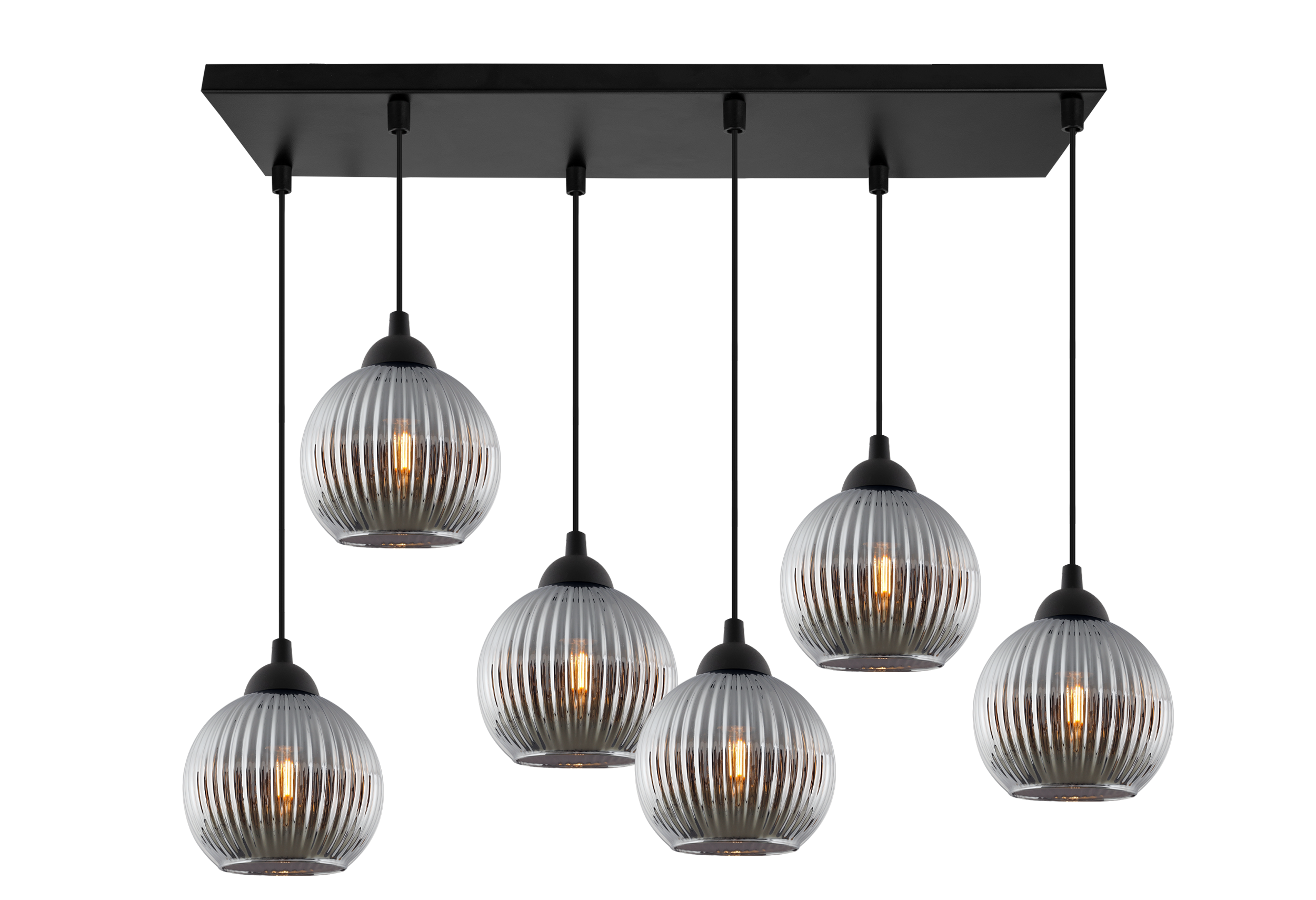 Lampa sufitowa wisząca Riffle loft 6xE27 klosz kula grafit Light Home LH