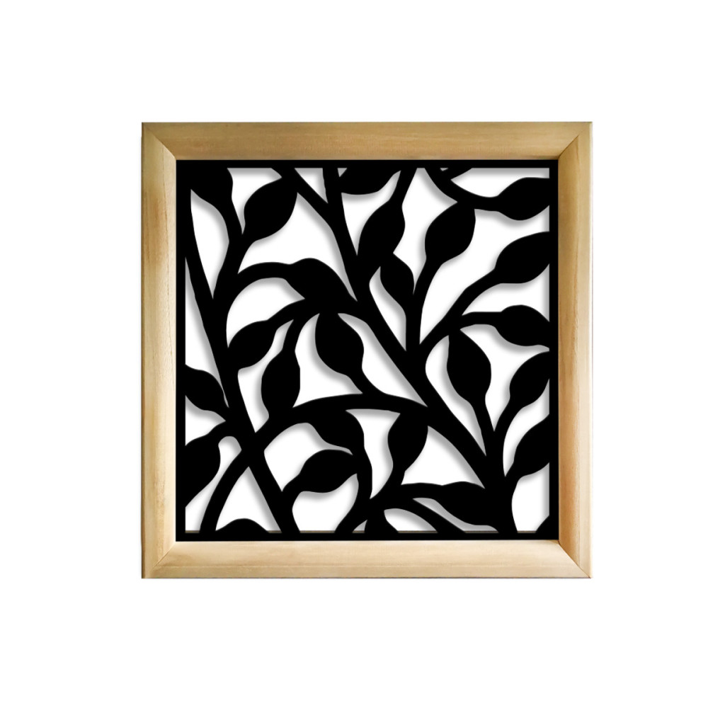 Arbusto - módulos decorativos cuadrados en madera y pvc - medida 98x98cm - espesor 64mm - color interno negro