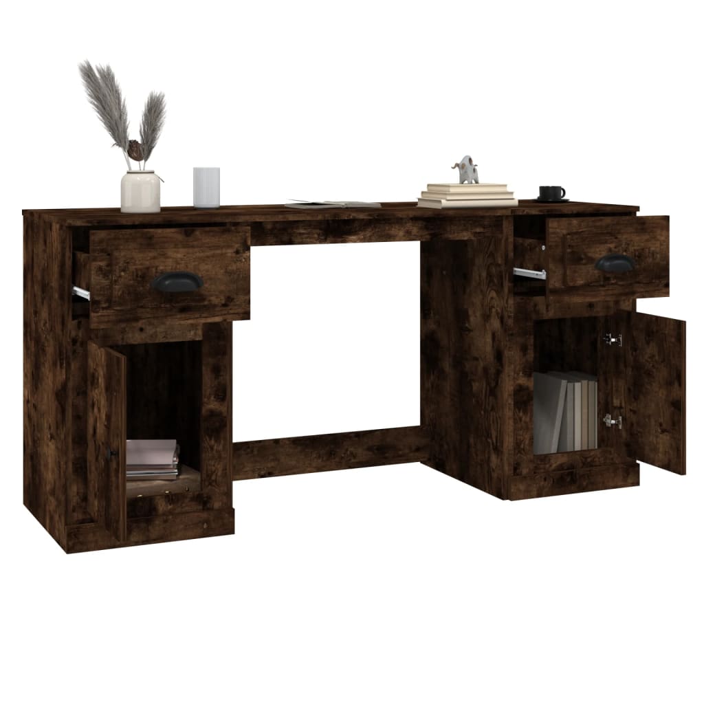 Bureau avec armoire，Table de travail，Table d'étude chêne fumé bois d'ingénierie CWV64065 - 5