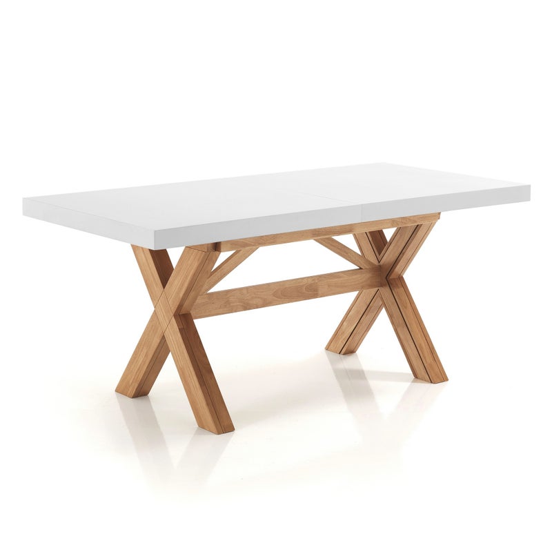 JOLLY Stół rozkładany z litego dębu i matowej bieli H80 W180/360 D85