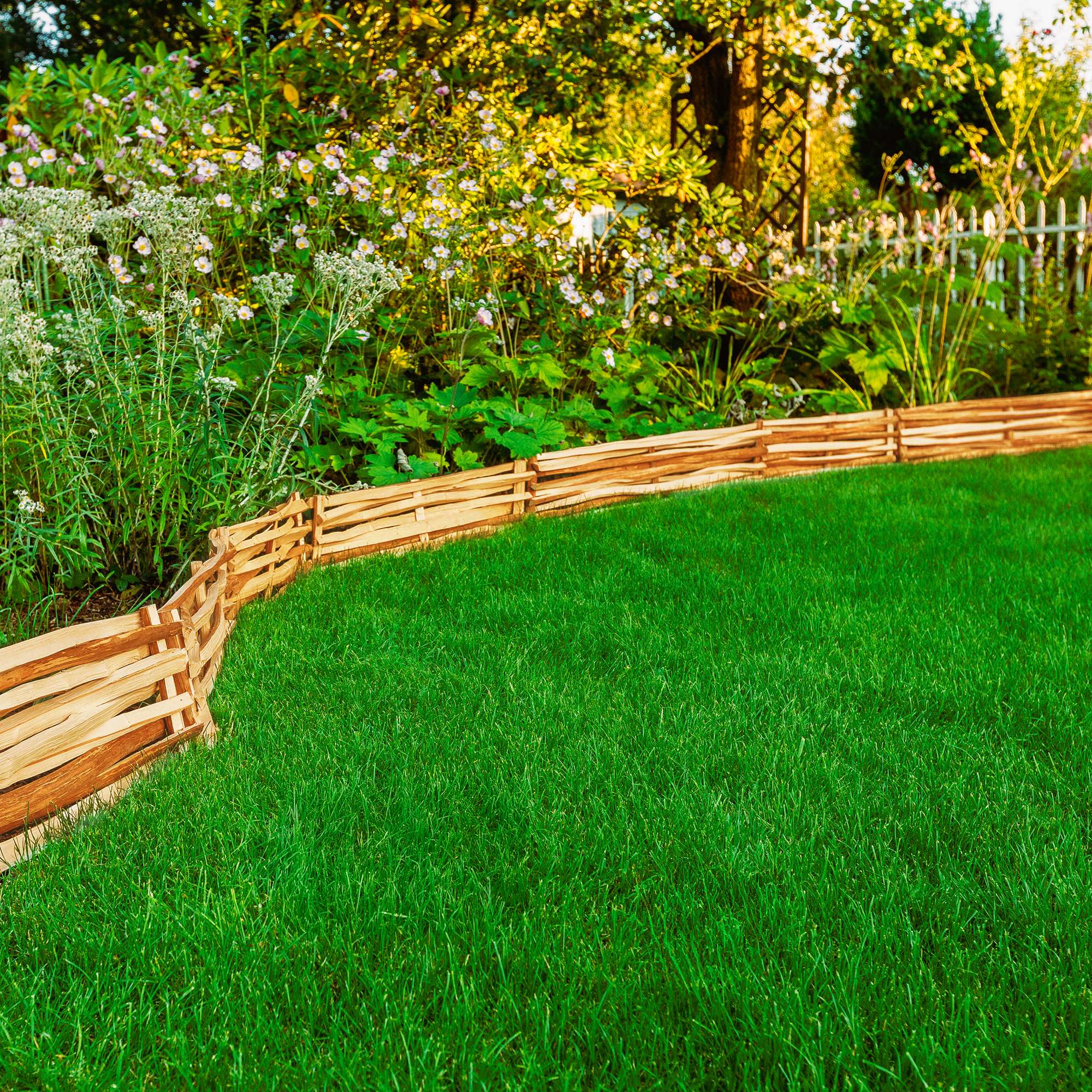 BOGATECO Lot de 3 Bordures de Jardin en Noisetier Brun - Longueur 90 cm - Hauteur 20 cm - Clôture à Planter Imprégnée - Support de Parterre - 8