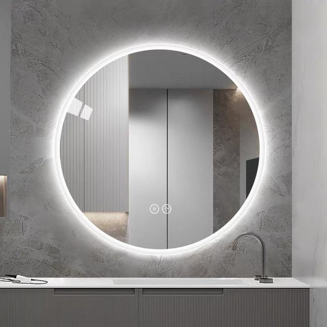 Miroir Rond LED 80cm Salle de Bain avec Éclairage Dimmable, Anti-Buée, 3 Températures de Couleur, Miroir Maquillage Moderne
