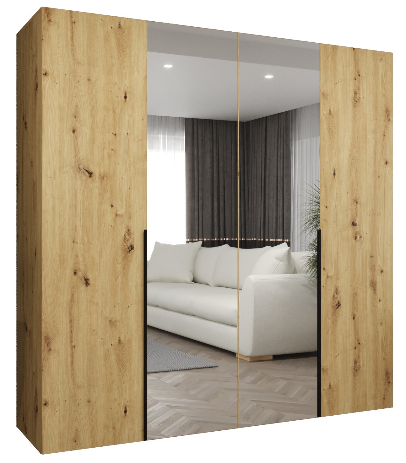 Szafa uchylna otwierana Alicante 2 200 x 52 x 202 cm artisan + u. czarny Abiks Meble