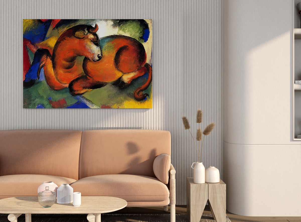 Cuadro wall art | toro rojo de franz marc | impresión giclée sobre lienzo de algodón 100% | bastidor de 3cm | 40x55cm