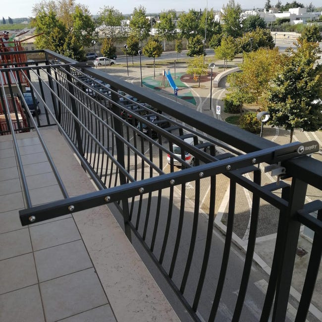 Stendibiancheria Da Balcone Ribaltabile Foxydry | Acciaio Inox E Alluminio | 202 Cm - Foto 4