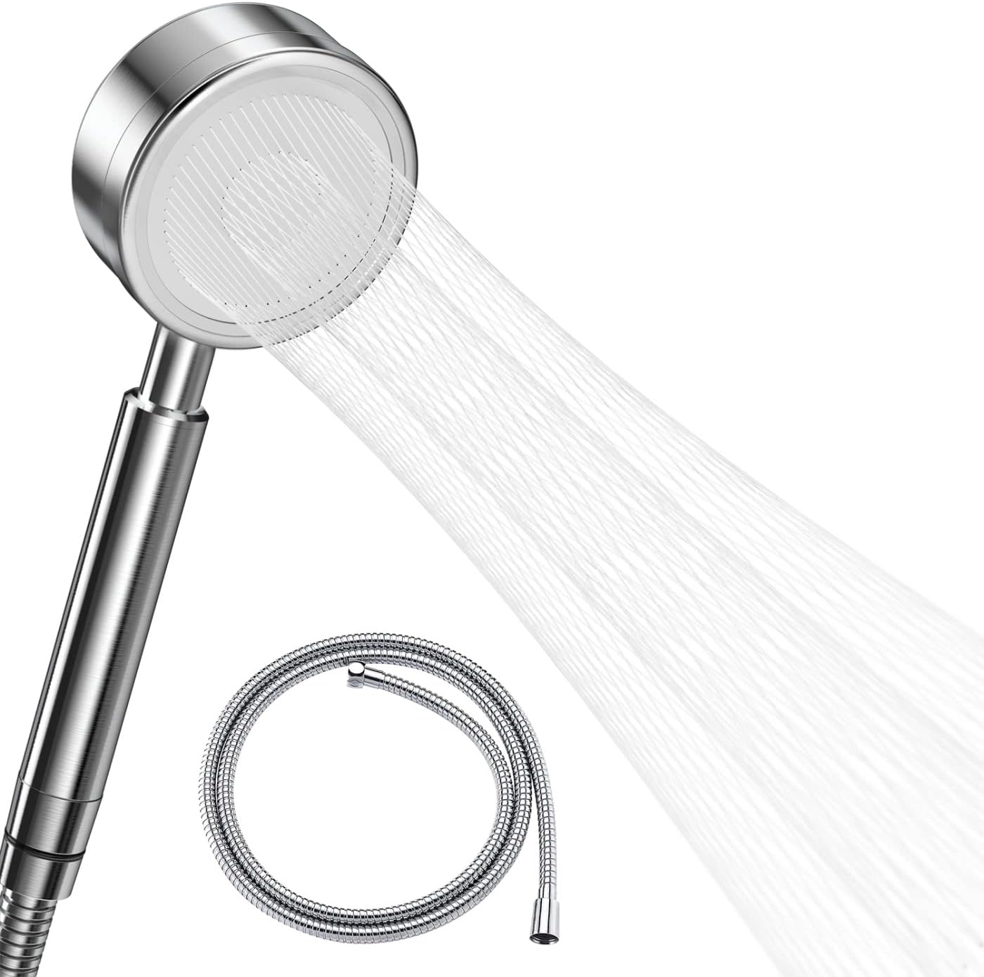 Głowica prysznicowa wysokociśnieniowa z wężem 1,5 m, głowica prysznicowa łazienkowa ze stali nierdzewnej 304, oszczędzająca wodę, łatwa instalacja - m
