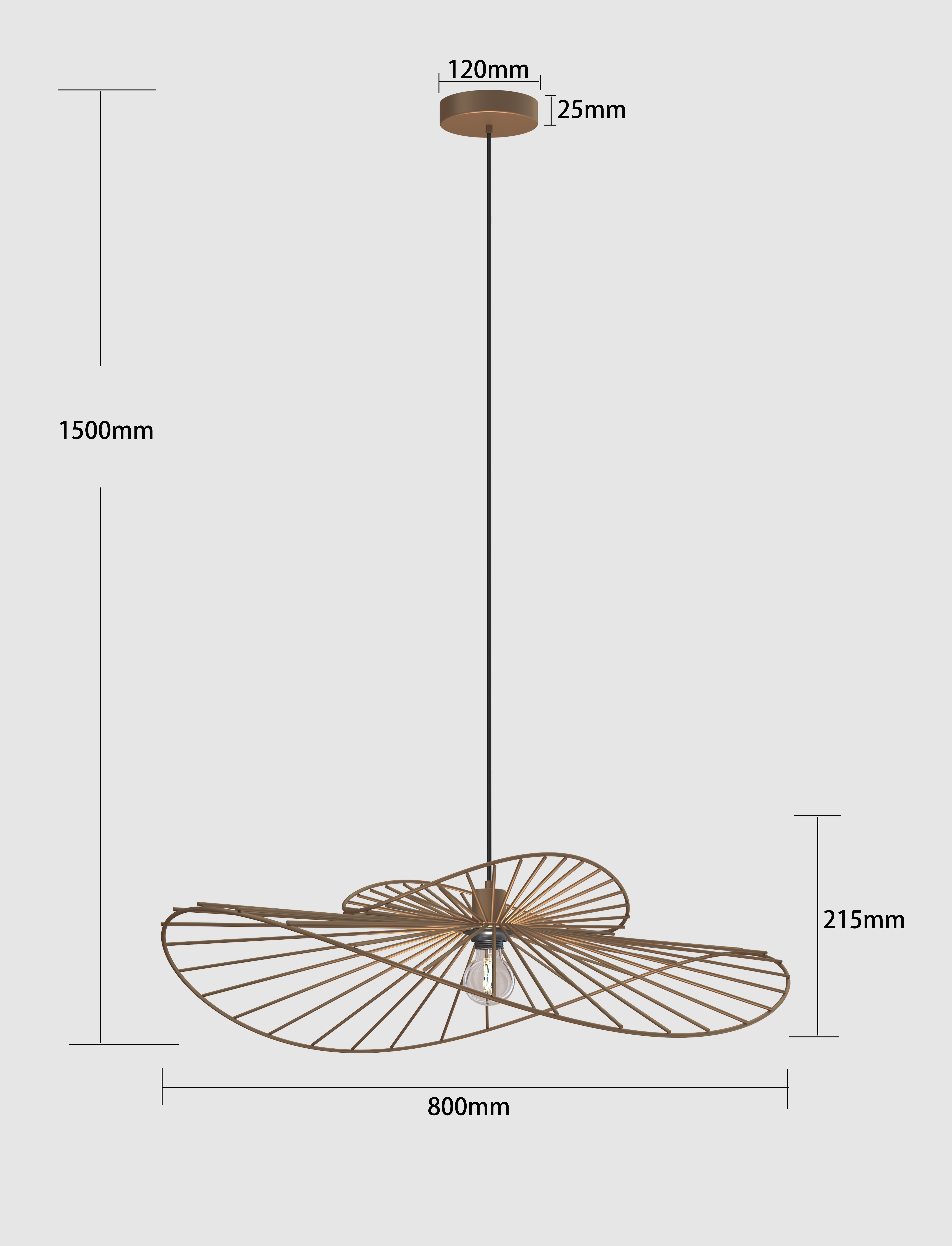 Suspension CURITIBA 1lum E27 Larg 80cm et 36cm Bronze/Taupe - 6