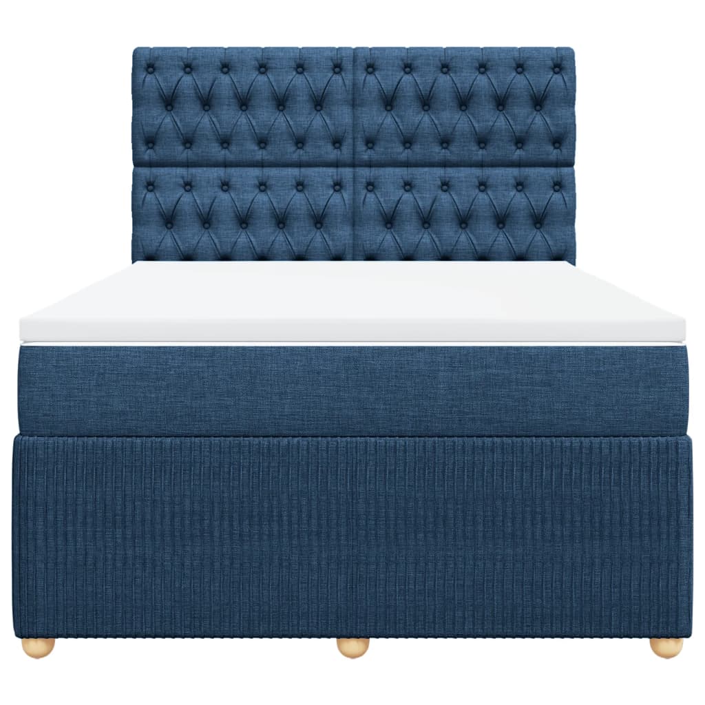 Maison Exclusive - Sommier à lattes de lit avec matelas Bleu 140x200 cm Tissu - 4