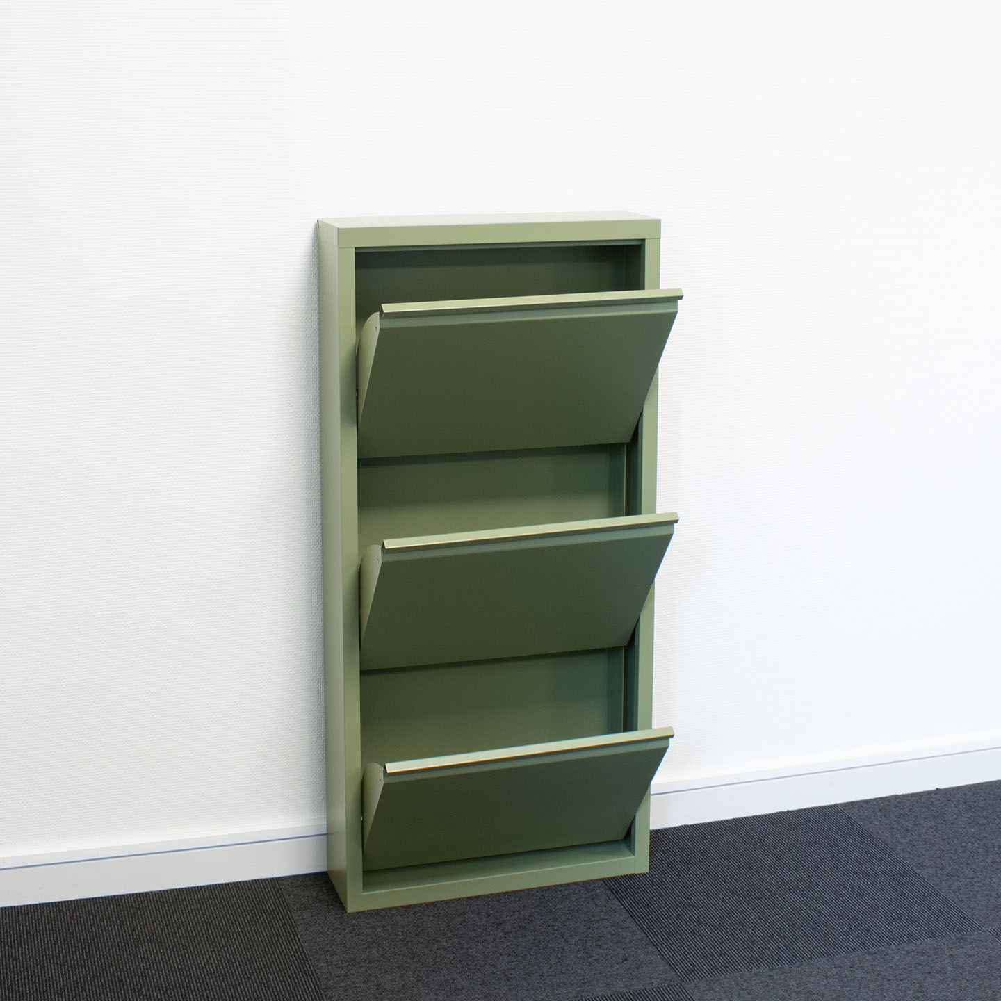 Pisa Armoire à chaussures à 3 rabats/portes en métal, vert. Livré entièrement monté. - 3