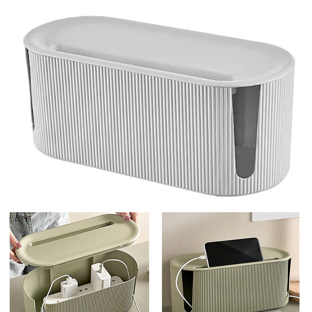 Scatola Per Cavi Winfred 32x13x11.5cm - Antipolvere, Con Supporto Smartphone, Bianco - Foto 7