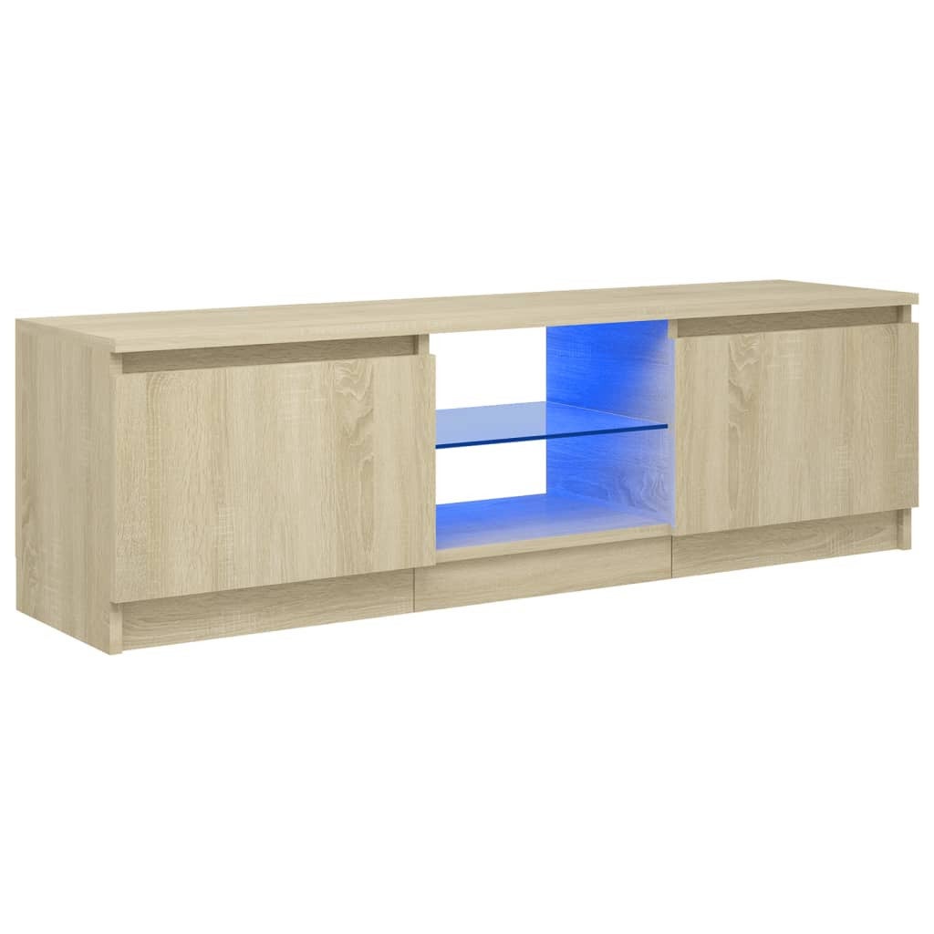 Meuble TV Avec Lumières LED,Banc TV Moderne,Meuble De Rangement Chêne Marron 240x35x40 Cm338664