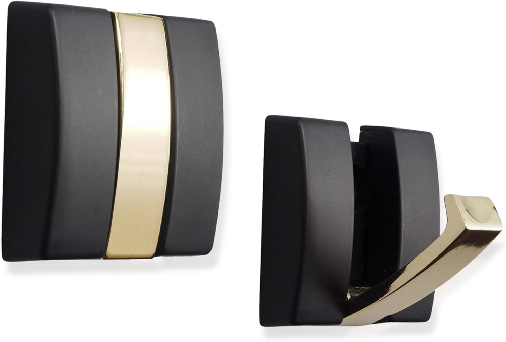 Składane wieszaki na ubrania, wytrzymałe aluminiowe wieszaki ścienne, chowane wieszaki na ubrania i szaliki (czarno-złote,