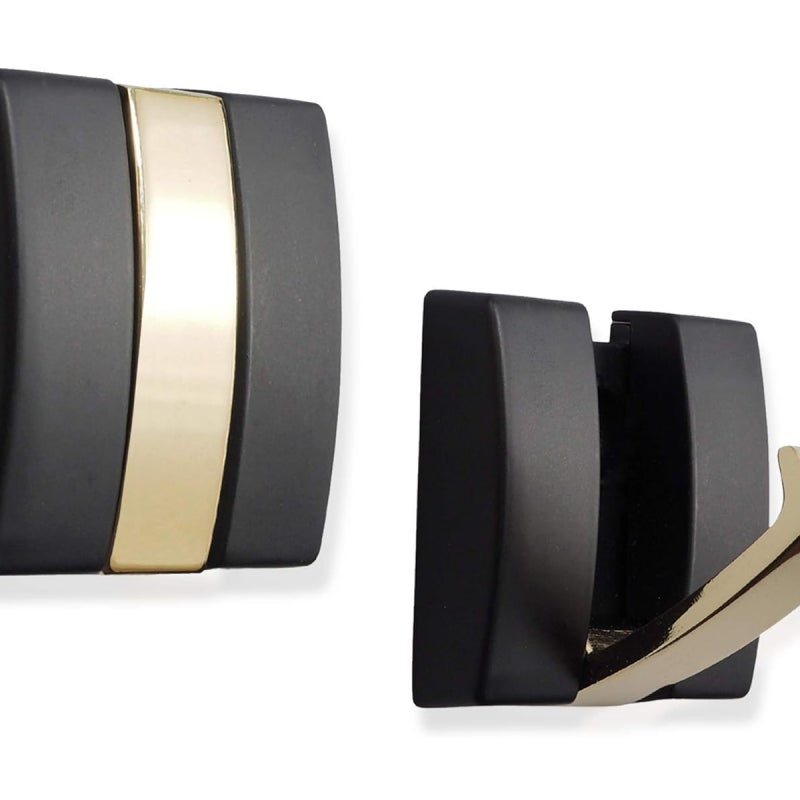 Składane wieszaki na ubrania, wytrzymałe aluminiowe wieszaki ścienne, chowane wieszaki na ubrania i szaliki (czarno-złote,