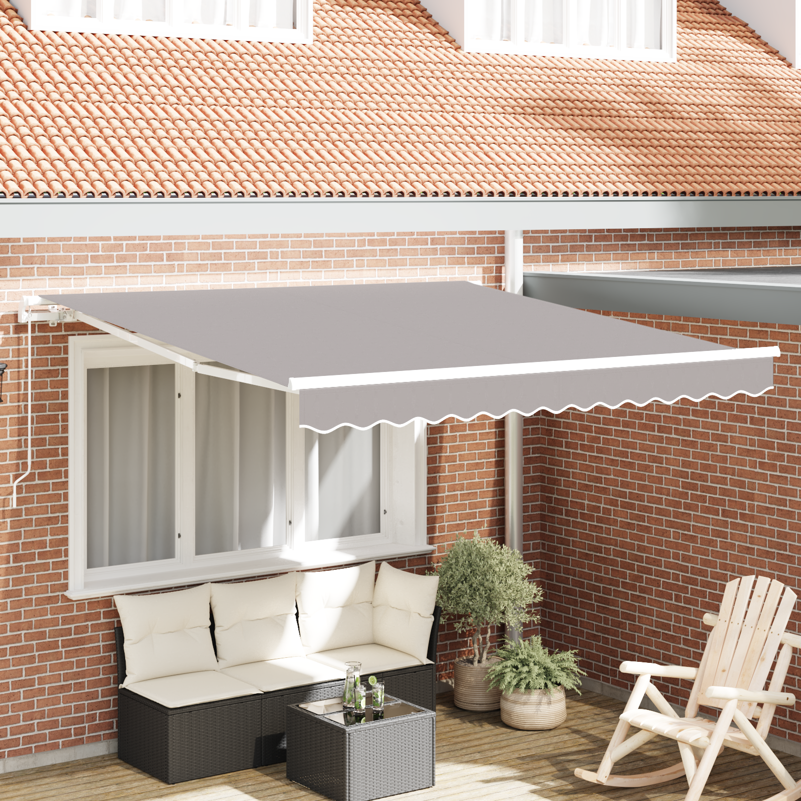 Markiza zwijana Jasnoszary 350 x 250 cm Poliester i aluminium vidaXL