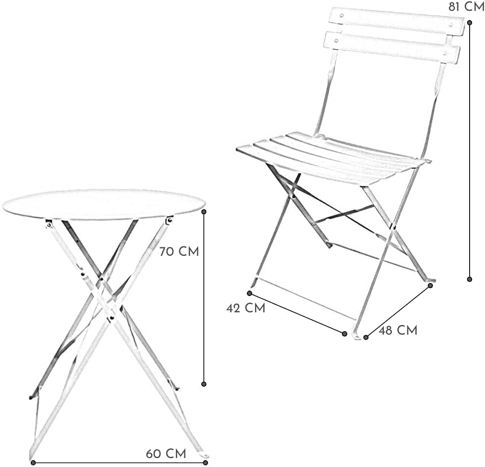 Ensemble table et chaises de jardin pliantes, aluminium, ensemble de salle à manger de mobilier d'extérieur - noir - 2