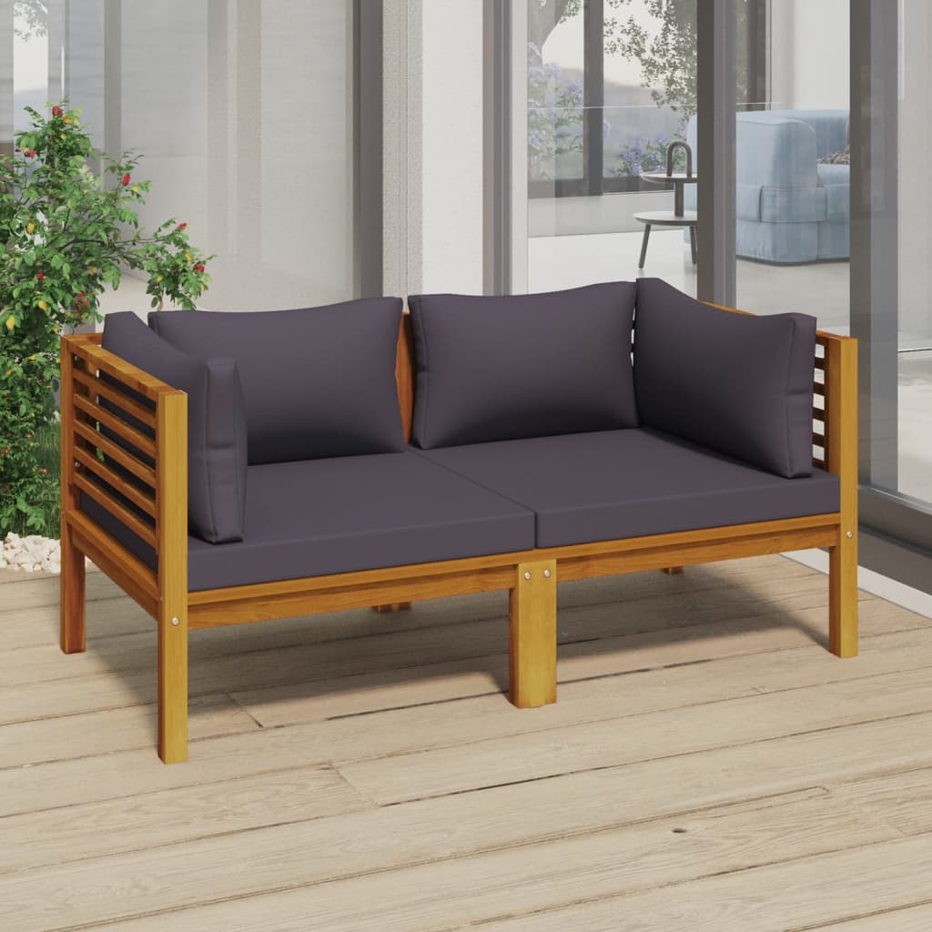 Salon bas de jardin en bois Gris 2 personnes - 6