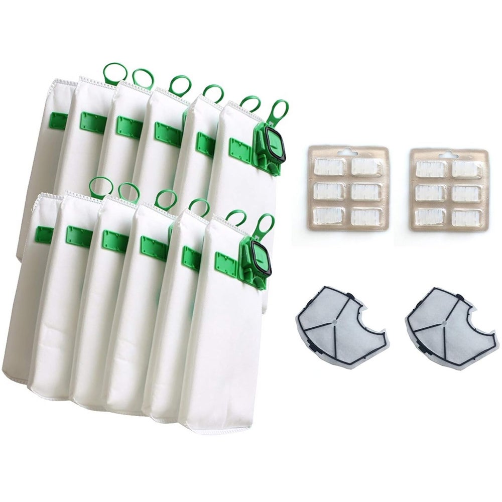 Zestaw worków do odkurzacza Vorwerk Kobold VK140 VK150 z filtrami wymiennymi - 12 worków + 2 filtry silnika + 12 dyfuzorów