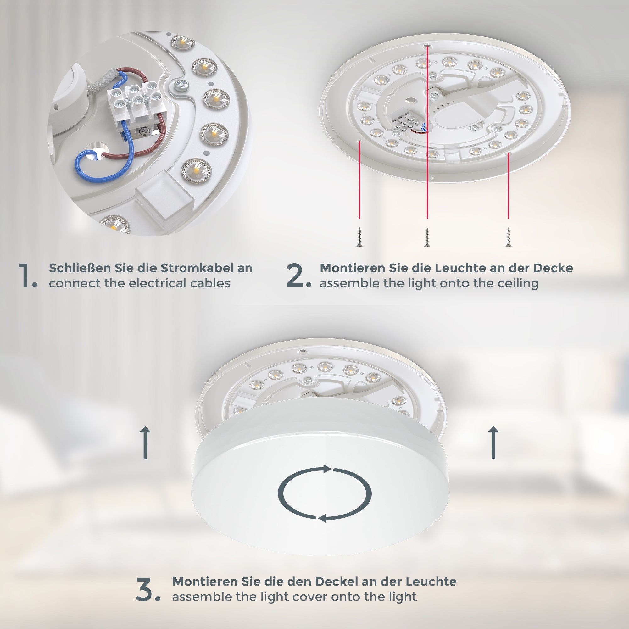 Plafonnier LED salle de bain - IP44 - D.220 mm - Blanc - Blanc neutre 4000K - 10W / 1100lm - B.K.Licht - 8