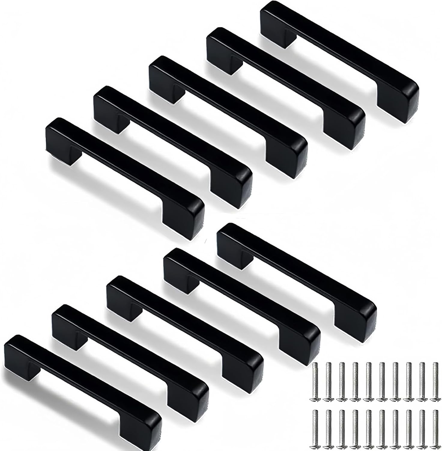 Zestaw 10 uchwytów do szafek kuchennych i szafek - rozstaw otworów 96 mm - ze śrubami 22 mm - materiał ze stopu aluminium - kolor czarny