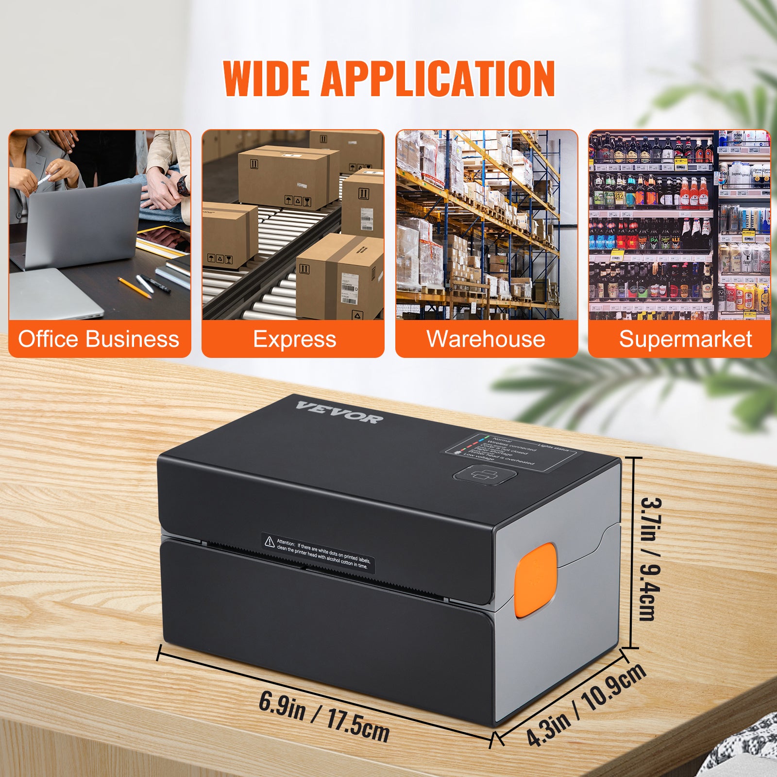 Imprimante d'Étiquettes Thermique VEVOR 4x6 USB/Bluetooth 300 dpi avec Détection Auto des Étiquettes Amazon/eBay/UPS Prise Charge Windows/Android/IOS - 7