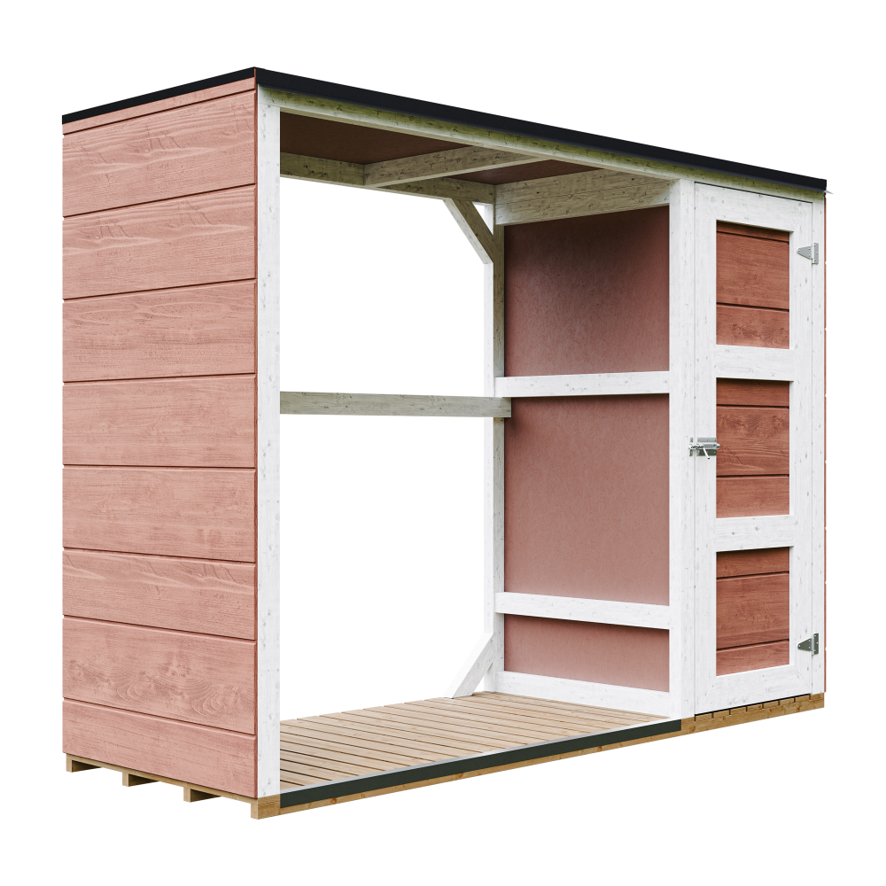 Zewnętrzny schowek na drewno opałowe – 75 x 217 x H159 cm – TIMBELA M981 - REDWOOD RED