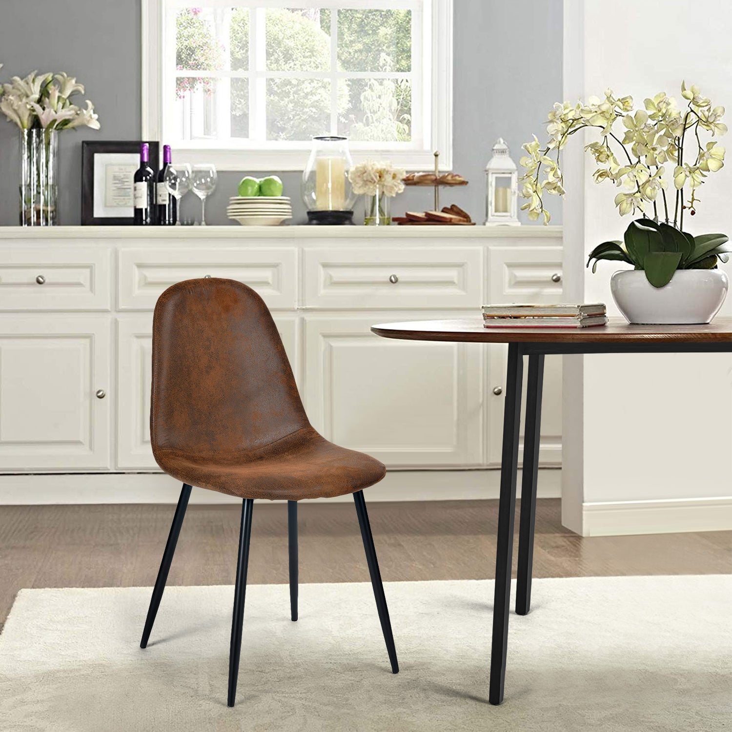 URBAN MEUBLE Lot de 4 chaises de salle à manger de style vintage pour la maison, la cuisine et le salon, marron - 12