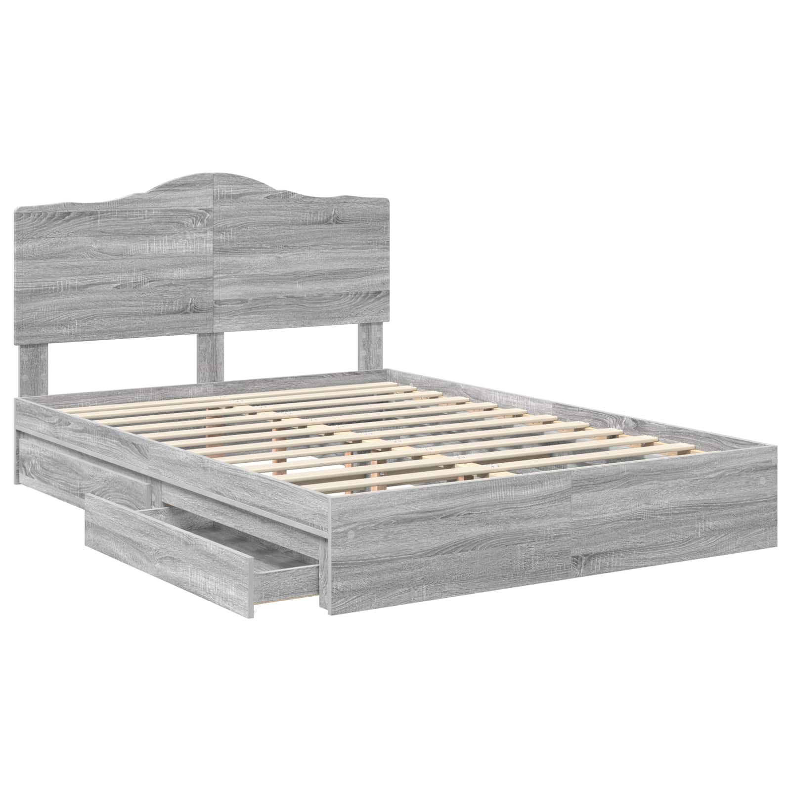 Lit de rangement gris 140 x 200 cm en panneau de bois - 5