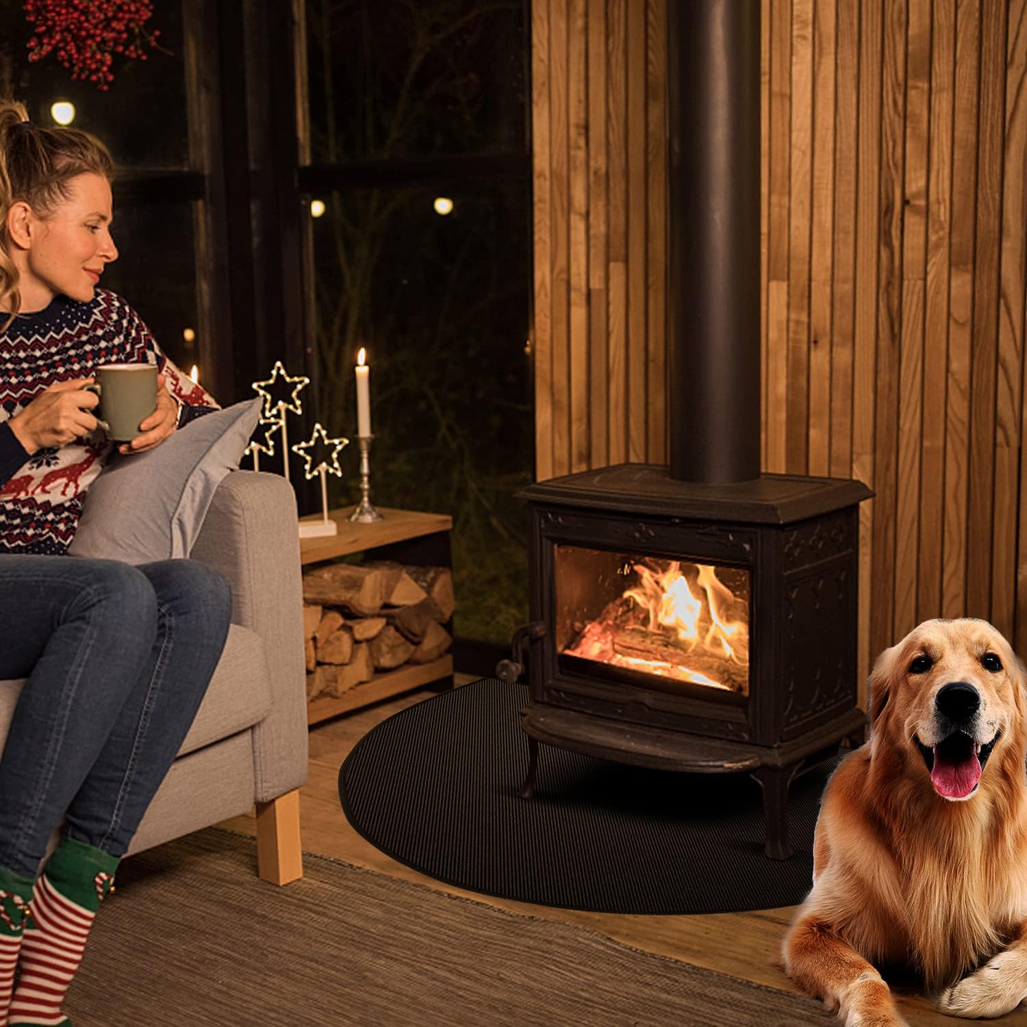 Tapis de cheminée - Tapis de cheminée 102 * 50CM ignifuge | Tapis de cheminée pour cheminée ignifuge durable en fibre de verre | - 5