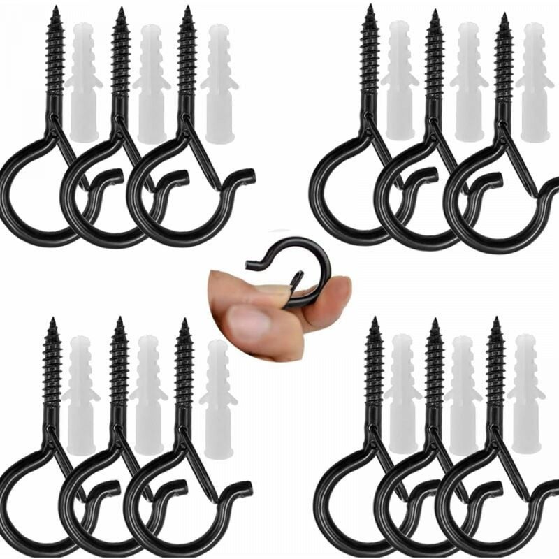 Haki wkręcane do sufitu - Wytrzymałe z zabezpieczającą pętlą i śrubami do zawieszania koszy z roślinami, karmników, lampionów, jemioły