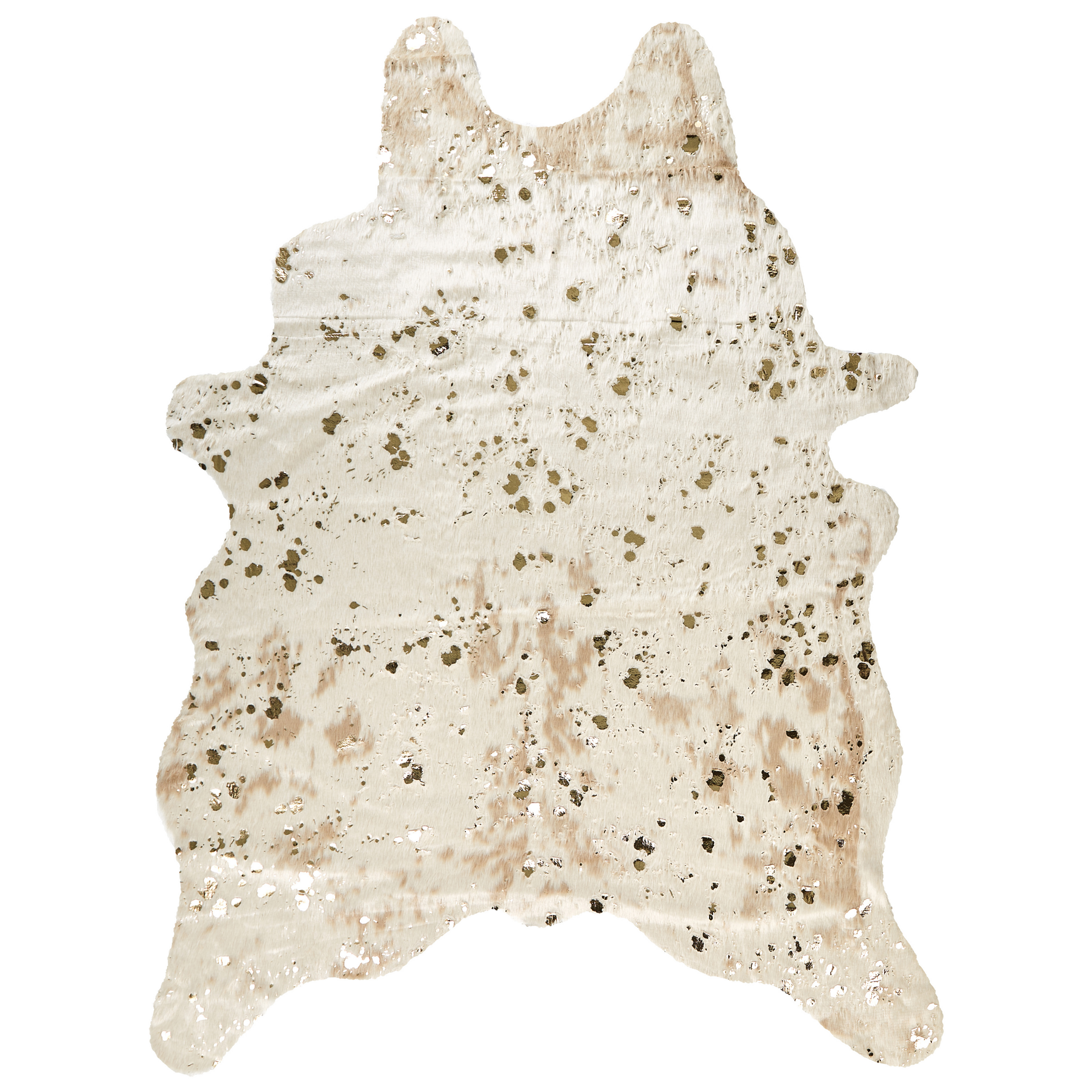 Beliani alfombra de piel sintética con manchas beige y dorado 150 x 200 cm bogong