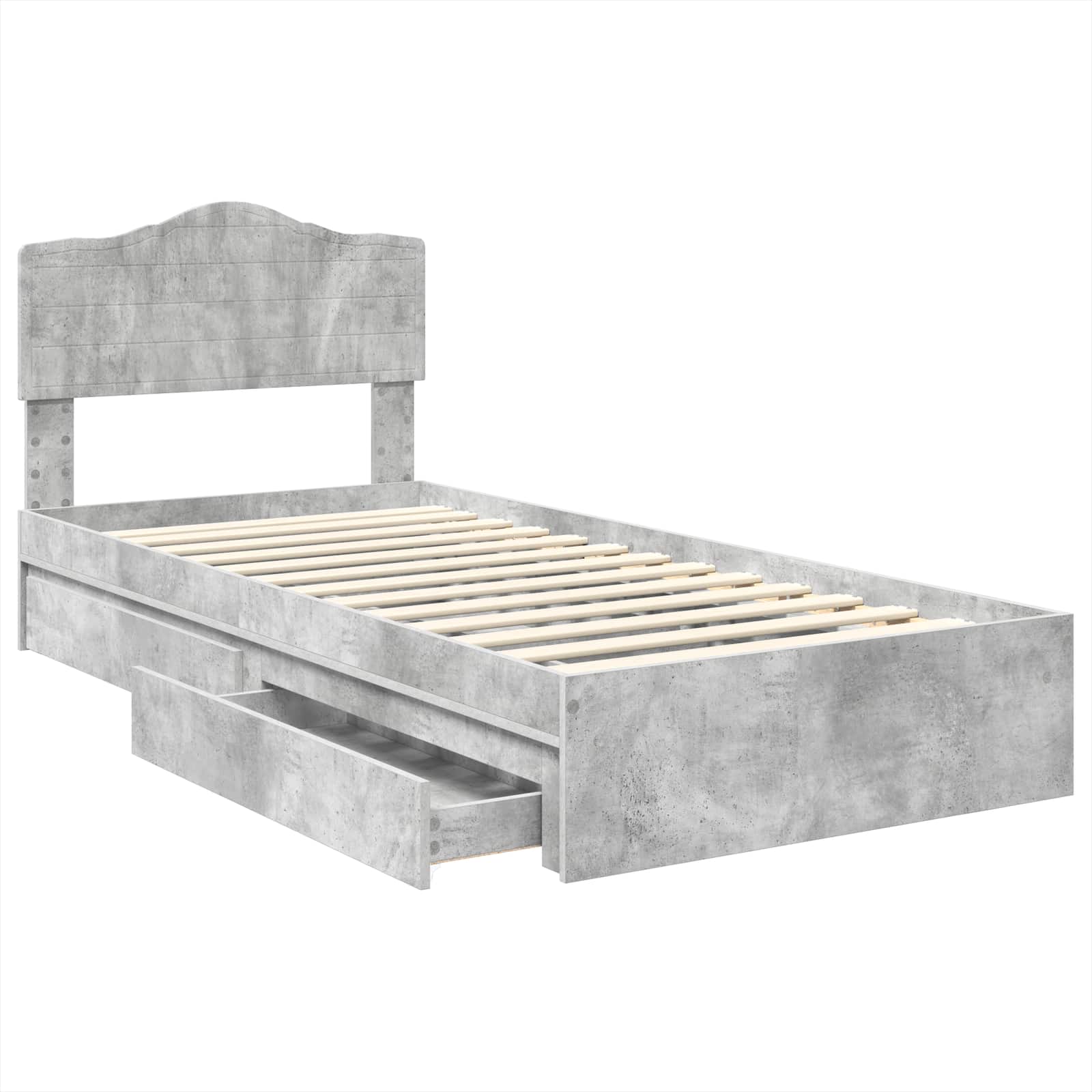 Lit de rangement Gris béton 90 x 190 cm panneau de bois - 5