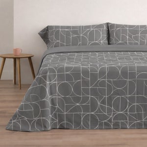Set di biancheria da letto in raso a righe grigio scuro