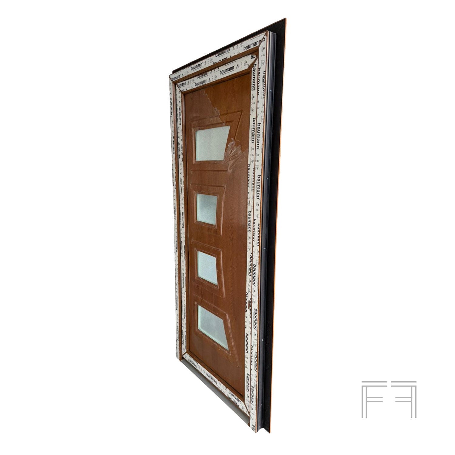Puerta de entrada roble MG1 en PVC L90x H210, Apertura de tirar a la derecha (vista interior) - 5
