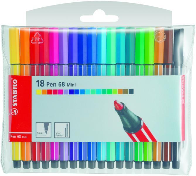 Marker STABILO Pen 68 Mini zestaw 20 sztuk okrągła końcówka atrament woda