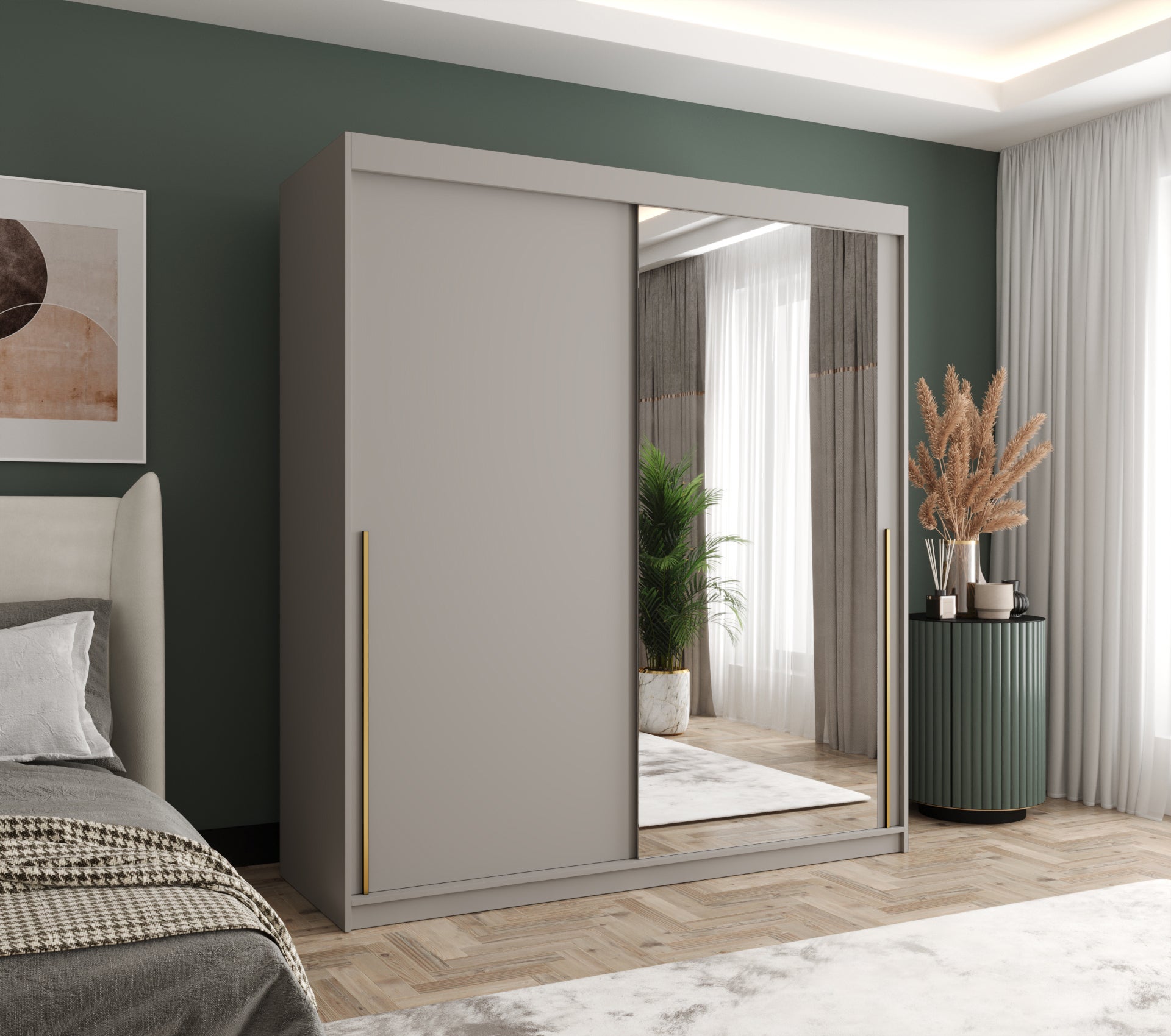 Szafa przesuwna z lustrem SIMA T2 180 x 62 x 200 kaszmir + u. złoty - 2