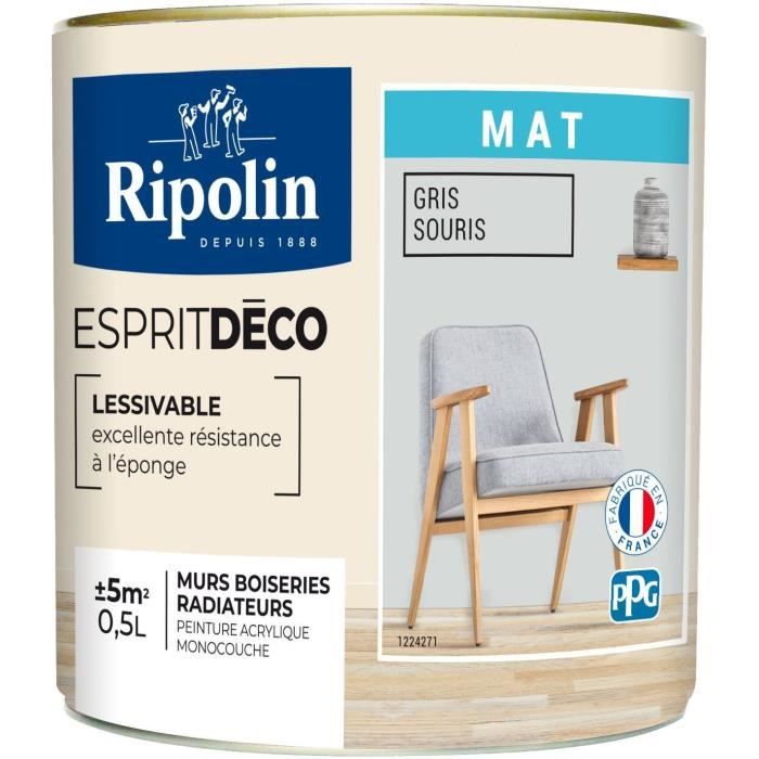 Ripolin Peinture Pour Sol Interieur + Exterieur - Gris Beton Ral 7015 Satin, 2,5l - 6