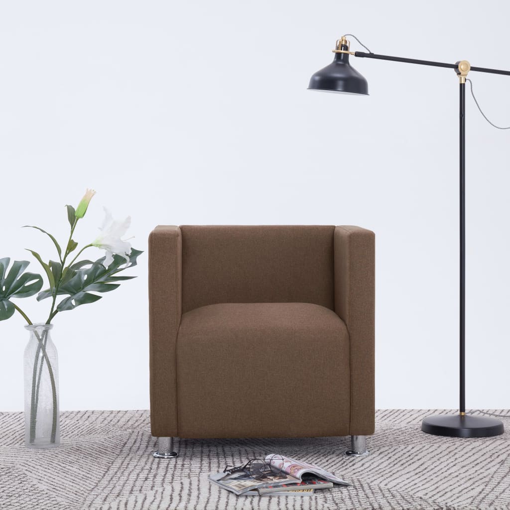Maison exclusive - sillón en forma de cubo de tela marrón