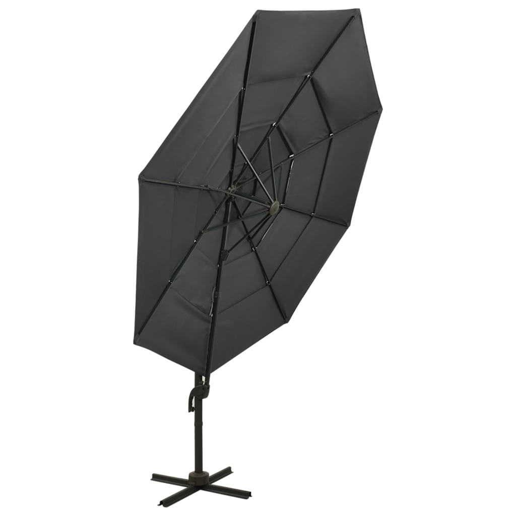 Parasol à 4 niveaux avec mât en aluminium Anthracite 3x3 m - 6