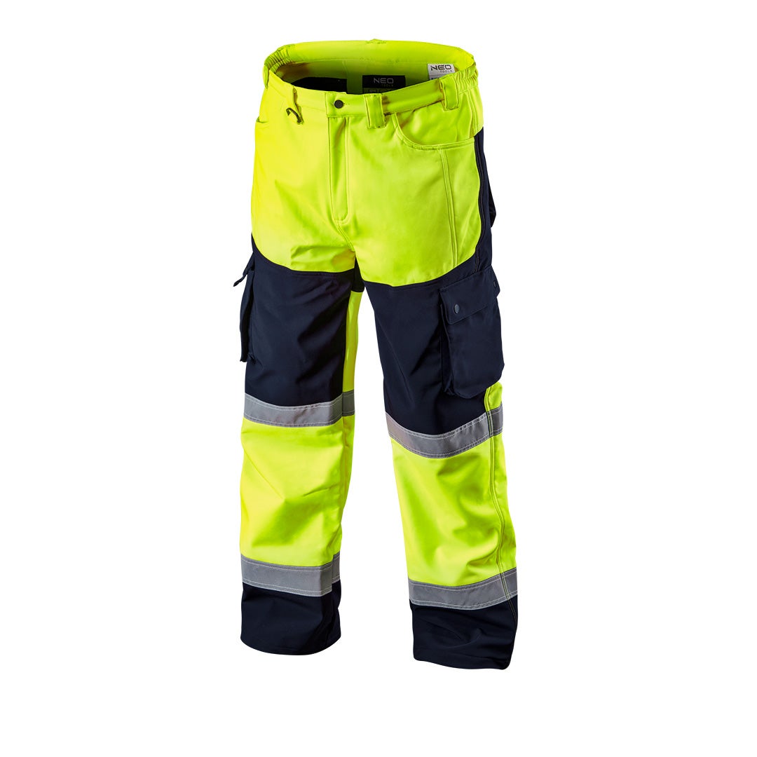 Spodnie robocze ostrzegawcze softshell, żółte, r. XL NEO TOOLS