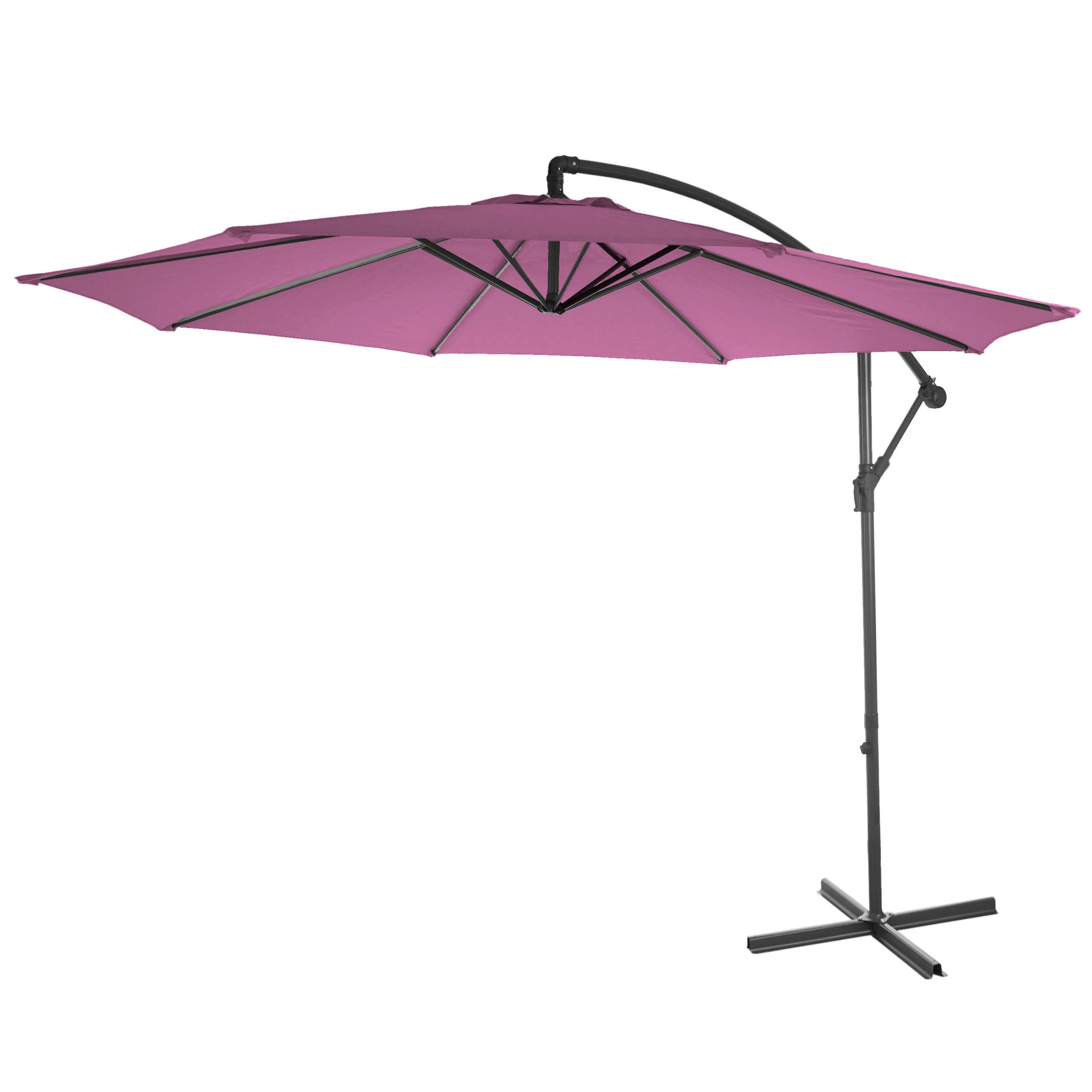 Acerra parasol wspornikowy, parasol przeciwsłoneczny, Ø 3m uchylny, poliester/stal 11kg ~ lawendowo-czerwony bez stojaka