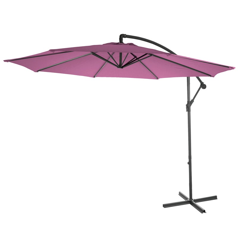 Acerra parasol wspornikowy, parasol przeciwsłoneczny, Ø 3m uchylny, poliester/stal 11kg ~ lawendowo-czerwony bez stojaka