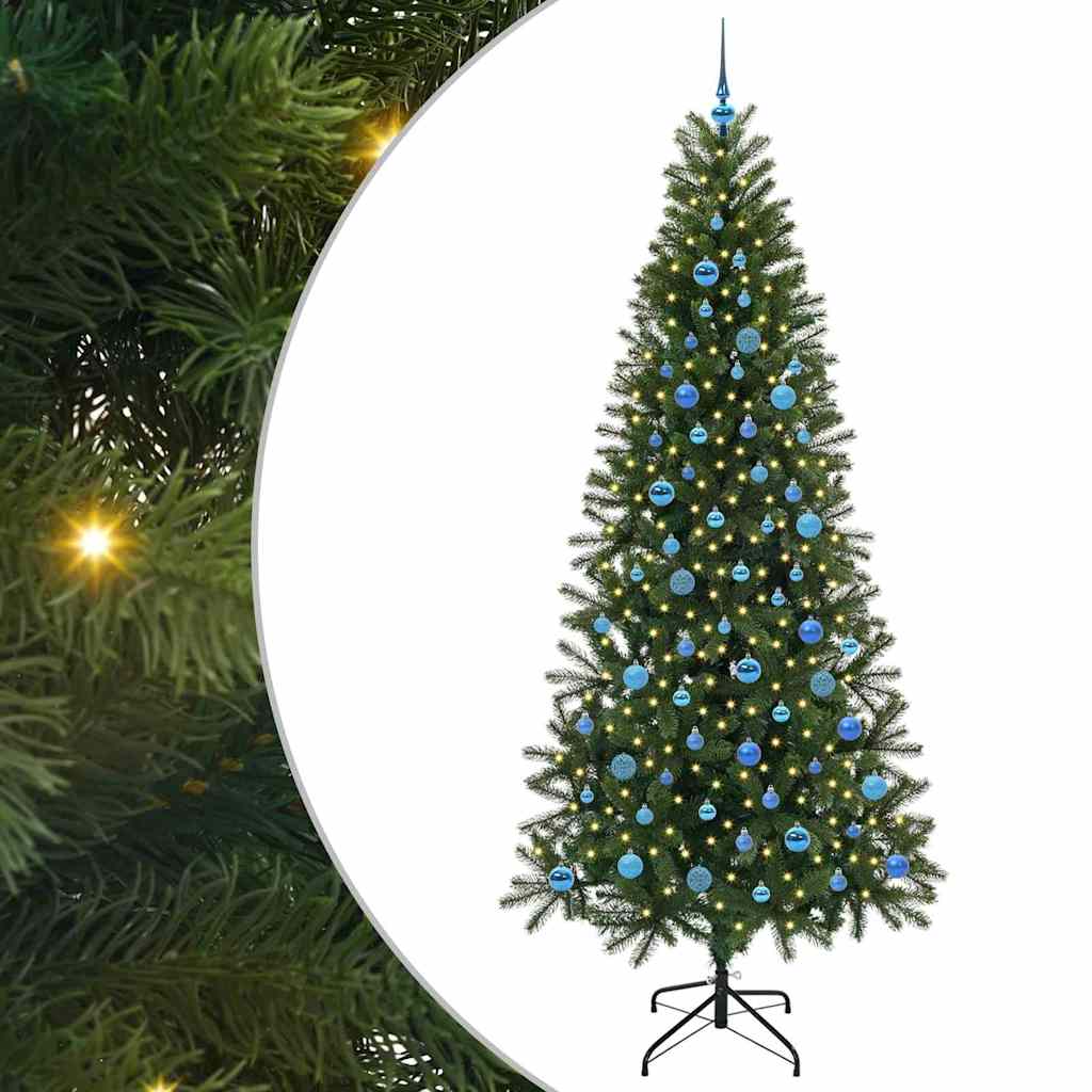 Sztuczna choinka z 300 diodami LED Zielony 240 cm PE i PVC