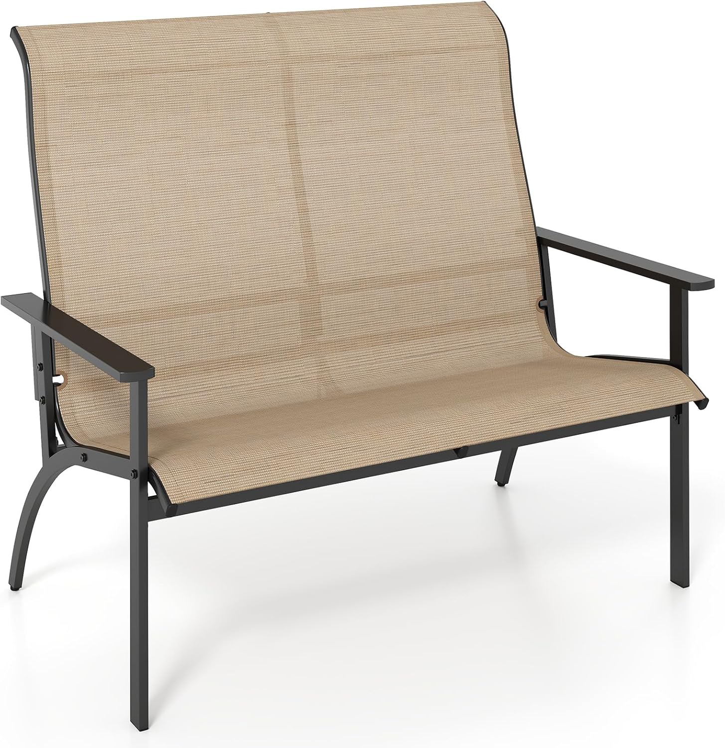 Ławka Ogrodowa dla 2 Osób, Podwójne Krzesło Adirondack z Oparciem i Podłokietnikami, Podwójny Fotel, Nośność 400 kg, 120 x 81 x 106 cm