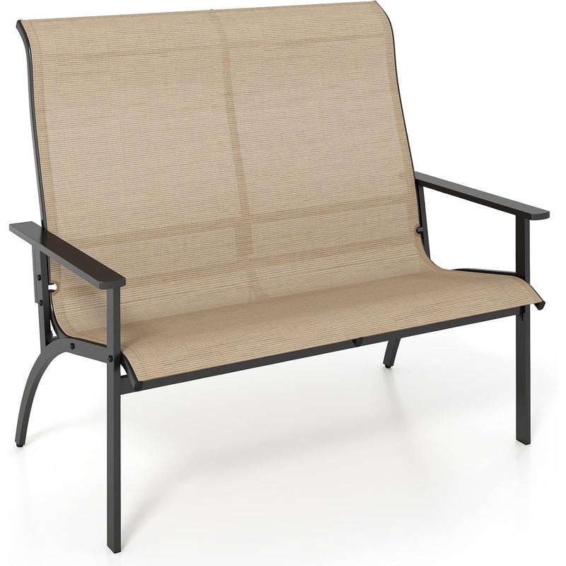 Ławka Ogrodowa dla 2 Osób, Podwójne Krzesło Adirondack z Oparciem i Podłokietnikami, Podwójny Fotel, Nośność 400 kg, 120 x 81 x 106 cm