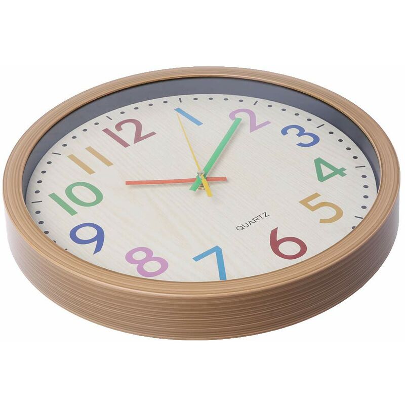 Murale silencieuse sans tic-tac pour enfants, horloge murale silencieuse sans tic-tac numéro coloré décoration de chambre d'enfants - 3