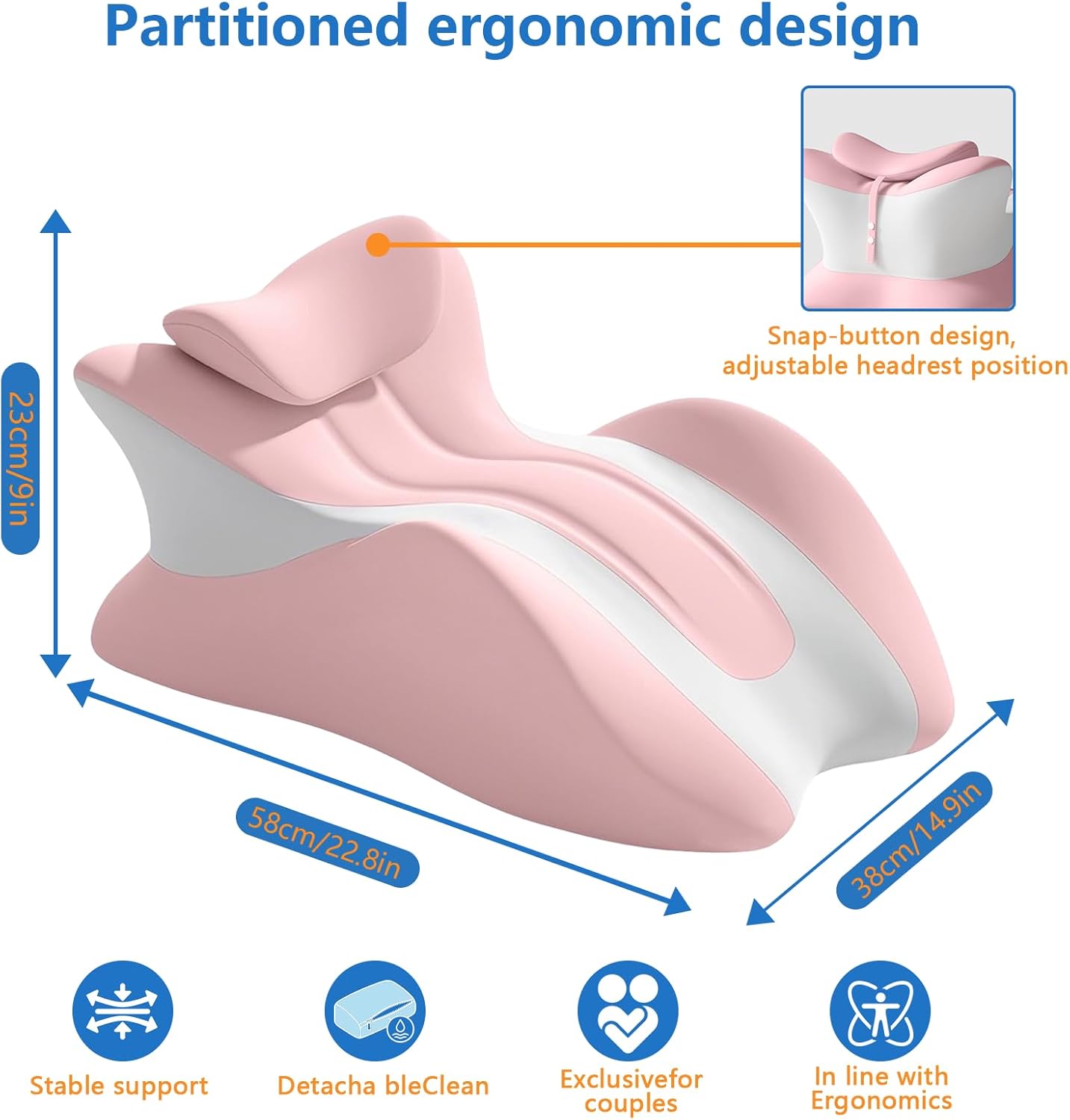 Oreiller ergonomique en mousse à mémoire de forme, oreiller de soutien intime pour couples, oreiller multifonctionnel - 2