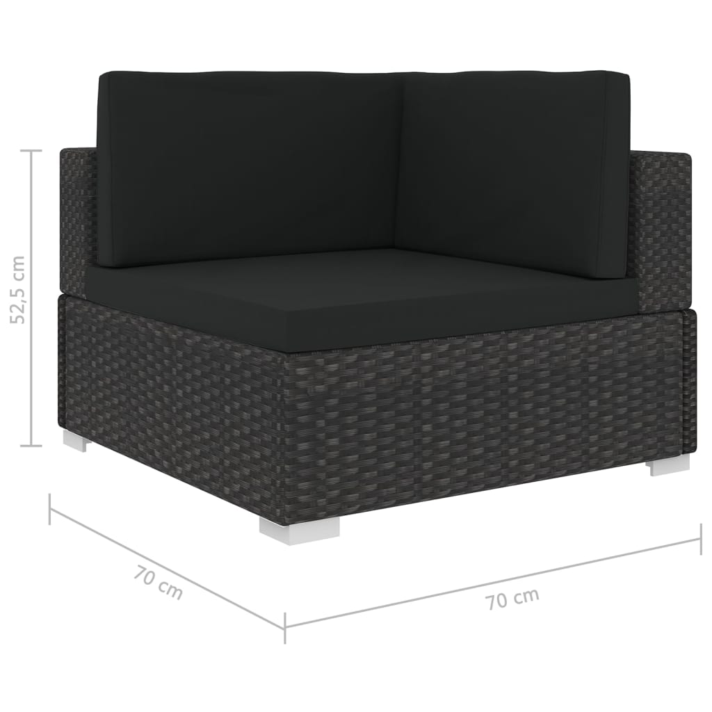 Maison Exclusive - Set Divani da Giardino 5 pz con Cuscini in Polyrattan Nero - 8