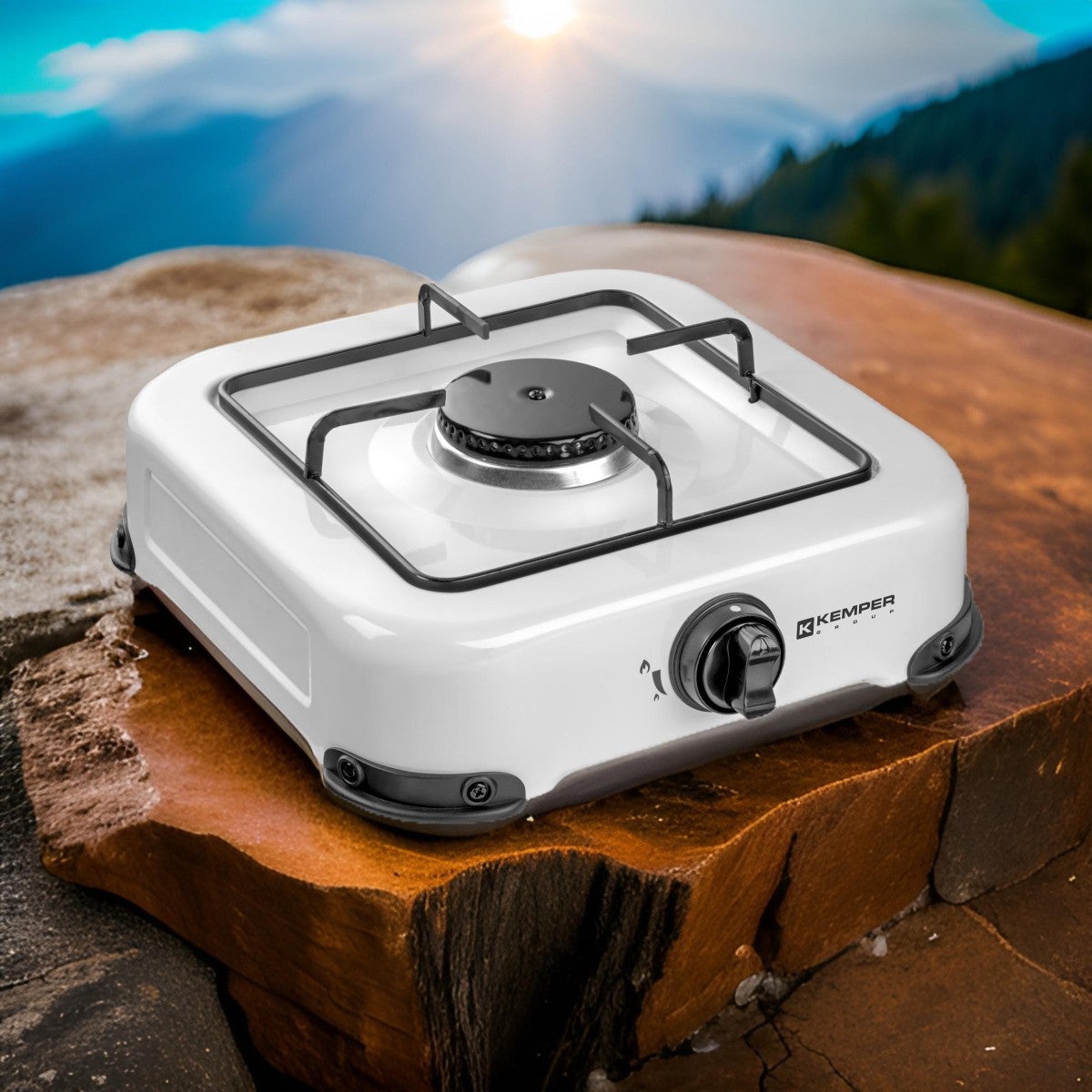 Réchaud gaz portable 1 feu 1300W Blanc laqué Plaque de cuisson KEMPER - 4
