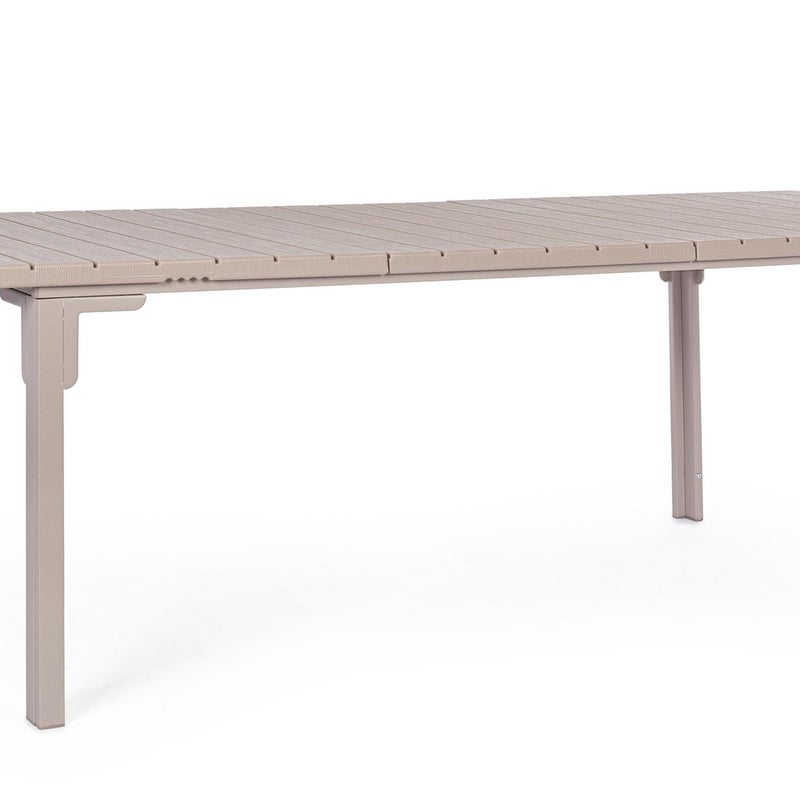 Stół stalowy z blatem HDPE z efektem słojów drewna, 180-240X90 Szary gołębi